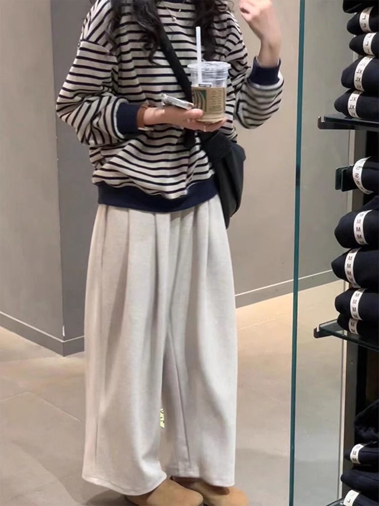 Korean Chic Beige Soft Comfortable Minimalist Yamamoto Pants Women Autumn Winter New Elegant High Waist Drape Wide Leg Pants - Image 3