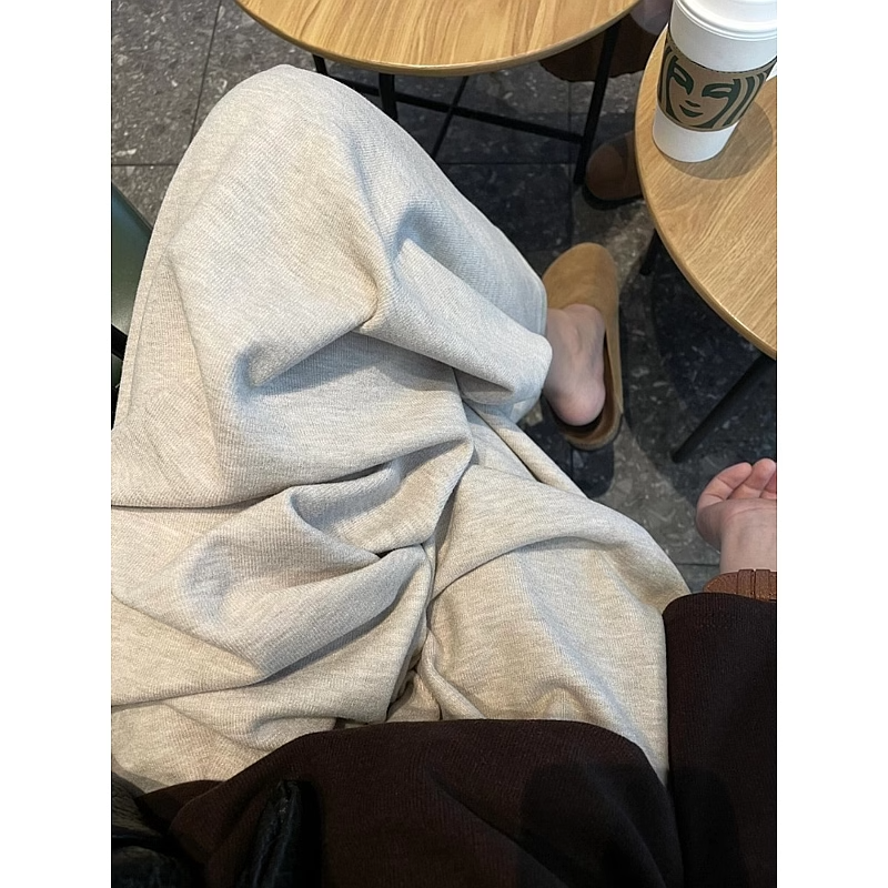 Off-White Glutinous Rice Pants Women Spring Autumn 2024 Lazy Loose Soft Yamamoto Pants Petite Wide-Leg Trousers
