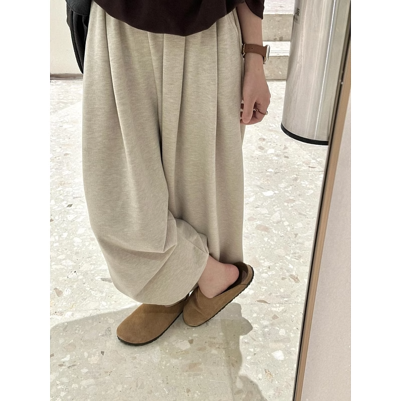 Off-White Glutinous Rice Pants Women Spring Autumn 2024 Lazy Loose Soft Yamamoto Pants Petite Wide-Leg Trousers - Image 2