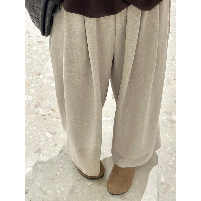 Off-White Glutinous Rice Pants Women Spring Autumn 2024 Lazy Loose Soft Yamamoto Pants Petite Wide-Leg Trousers - Image 3