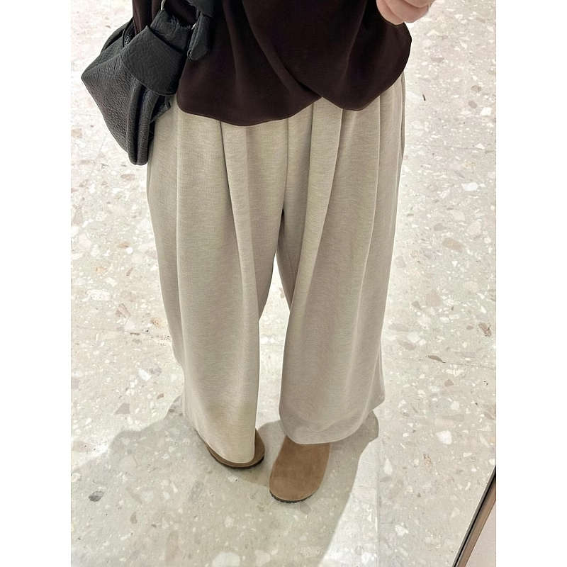 Off-White Glutinous Rice Pants Women Spring Autumn 2024 Lazy Loose Soft Yamamoto Pants Petite Wide-Leg Trousers - Image 5
