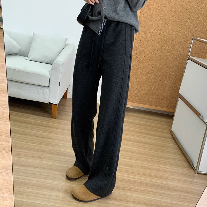Slimming High-Waist Wide-Leg Wool-Blend Pants for Women - Image 2