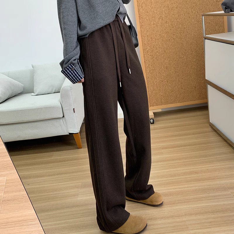 Slimming High-Waist Wide-Leg Wool-Blend Pants for Women - Image 3