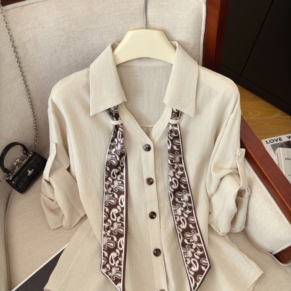 Women's Korean Style Simple Commute Shirt Summer New Design Ribbon Slimming Age Reducing Top - Image 2