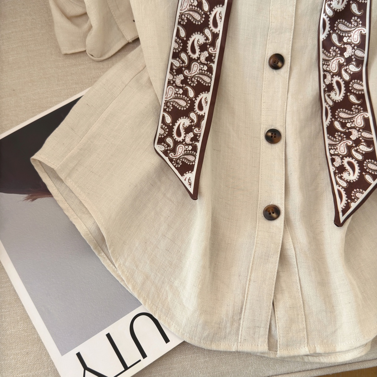 Women's Korean Style Simple Commute Shirt Summer New Design Ribbon Slimming Age Reducing Top - Image 3