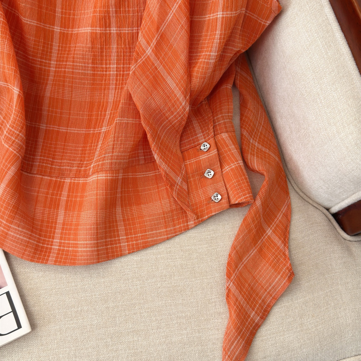 Women's Plaid Sleeveless Shirt with Ribbon Detail Summer 2026 - Image 4